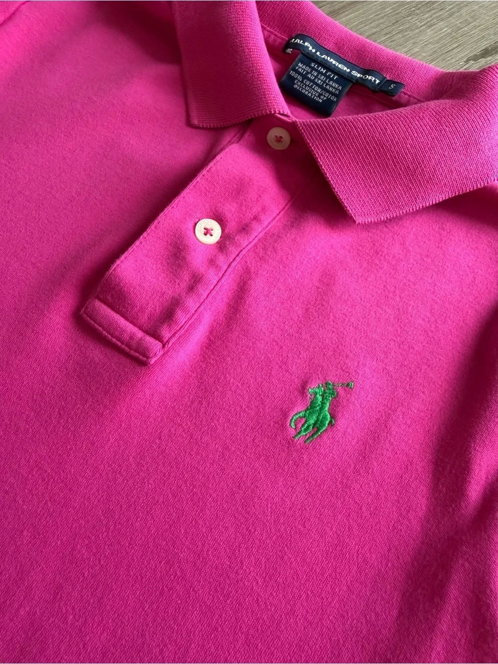 Ralph Lauren Sport Girls Bright Fuchsia Polo with Green Pony Small